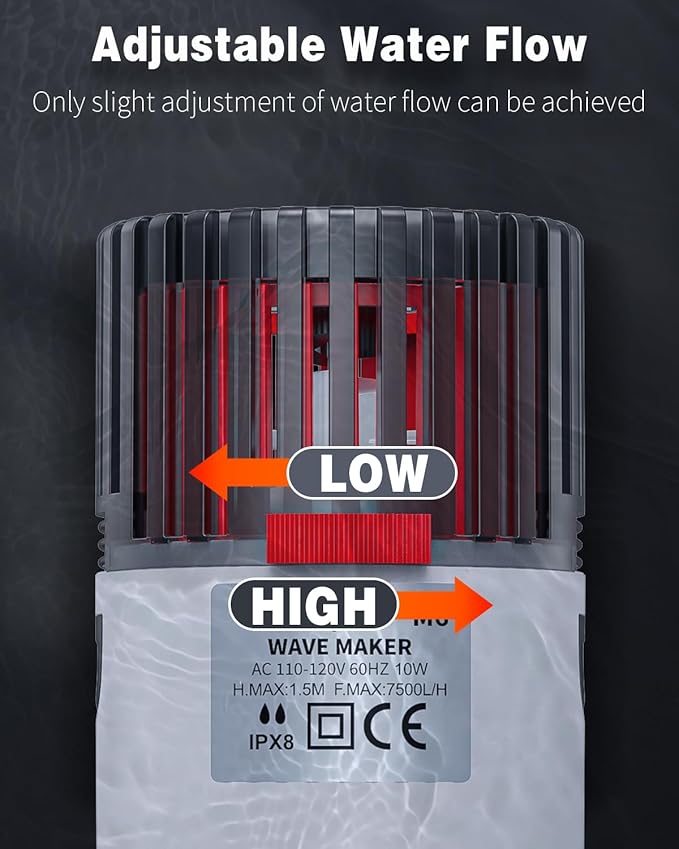 Pawfly Aquarium Wave Maker for Fish Tanks up to 150 Gallons 2000 GPH Adjustable Circulation Pump with Strong Suction Cup Base Submersible Power Head Water Pump for Freshwater and Marine Aquariums