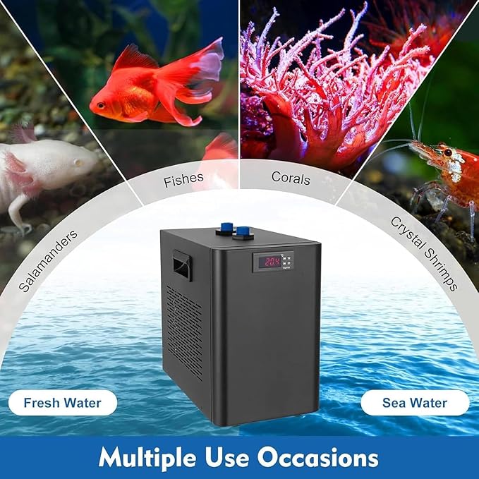 160L/300L/500L/1000L Aquarium Chiller, 1/10HP 1/3HP 1/2HP 1HP Active Aqua Water Chiller, Fish Tank Chiller for Hydroponics Systems, for Fresh and Saltwater Fish Tank,ForFishTankOnly-160L/42Gal