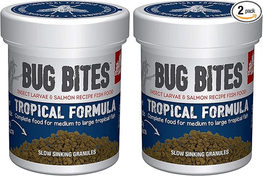 Fluval Bug Bites Tropical Fish Food, Large Granules for Medium to Large Sized Fish, 1.59 oz., A6578 (Pack of 2)