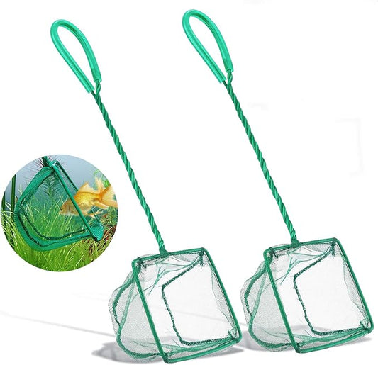 Aquarium Fish Nets, DSSPORT 4 Inch Small Mesh Fish Catch Nets with Plastic Handle Green