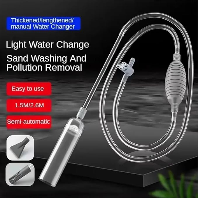 Fish Tank Siphon Vacuum Gravel Water Exchanger,Aquarium Sand Cleaning and Water Changing Cleaning Kit(Simple-1.5M)