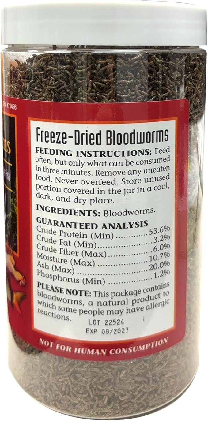 San Francisco Bay Brand Freeze-Dried Bloodworms Fish Food - All Natural High Protein Treat for Freshwater Fish, Bettas, Tetras, Barbs, Catfish, Aquatic Amphibians - Betta Fish Food - 1.13 oz (32g)