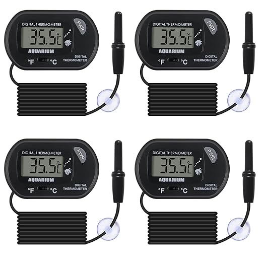 4Pack Aquarium Thermometer, Reptile Fish Tank Thermometer, Digital Thermometer, Terrarium Water Temperature Test, with Large LCD Display