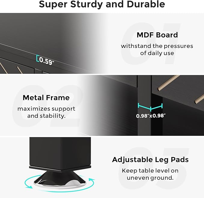 40-50 Gallon Aquarium Stand, Fish Tank Stand with Power Outlets and Drawers, Heavy Duty Metal Reptile Tank Stand for Turtle, 911LBS Capacity, Black (No Aquarium)