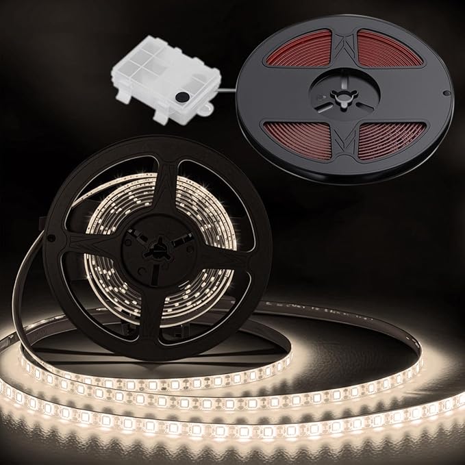 Shangyuan Marine LED Strip Lights with Battery Box for Pontoon Under Deck Lights, Battery Operated Boat Interior Lights for Fishing Sailboat Kayak, Boat Accessories, 5m (16.4ft) (white)