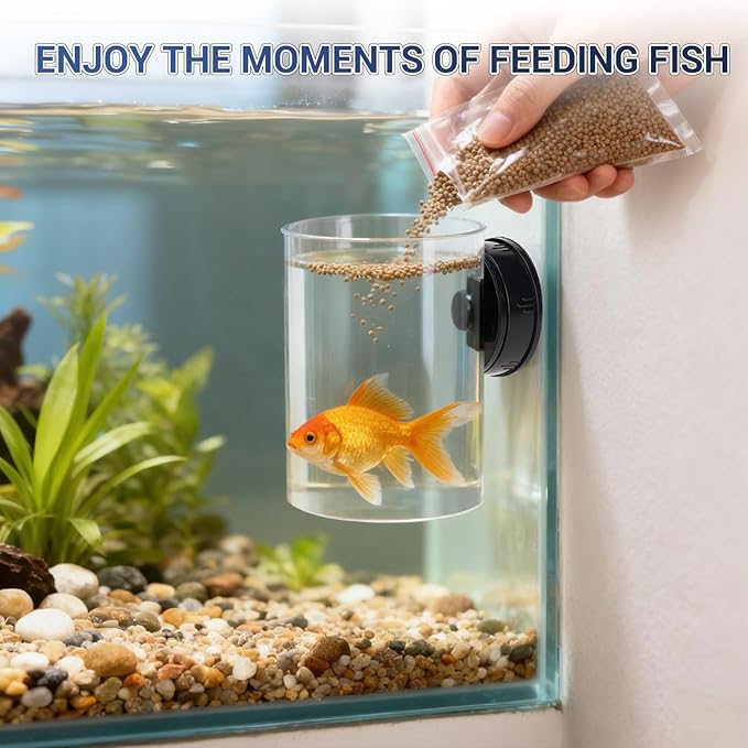 2 Pcs Magnetic Fish Feeder, Auto-Leveling Feeding Ring for Aquarium, Versatile Fish Tank Aquarium Accessories for Pellet, Flake, Frozen Food, Reduce Waste & Maintain Water