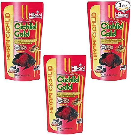 (3 Pack) Hikari Cichlid Gold Floating Pellets for Pets, Mini - 8.8-Ounce Each