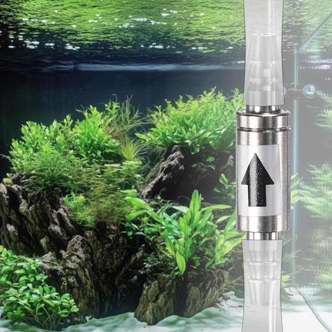 M METERXITY 2-Pack CO2 Check Valve Aquarium, One Way Stainless Steel Check Valve for Aquarium Co2 System Diffuser/High Power Air Pumps/Fish Tank, Non-Return Aquarium Air Valve