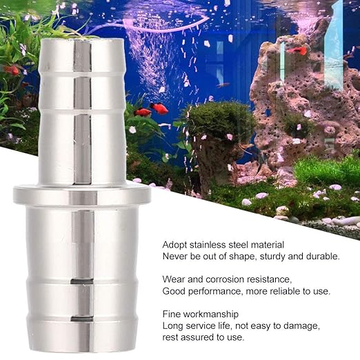 Yosoo 2 Types of Aquarium Stainless Steel Water Pipe Adapter Fittings Joint Connector for Fish Tank 12mm/0.47in to 16mm/0.63in, 16mm/0.63in to 20mm/0.79in Hose Converter