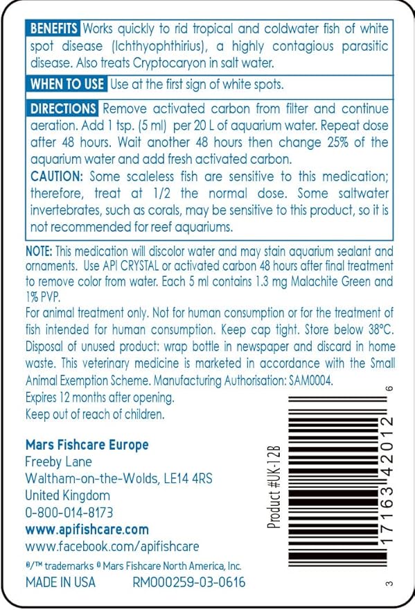 API MELAFIX Bacterial Infection Remedy Liquid Super ICK Cure Medication | Treats Bacterial Infections, Damaged Fins, Ulcers, White Spots