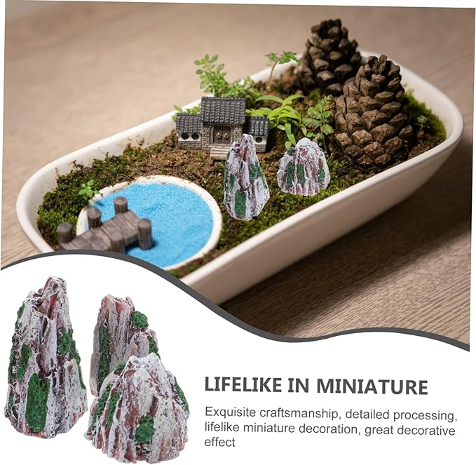 Hemoton 12pcs Resin Rockery Landscape Ornaments Miniature Mountain Decor for Aquariums Sand Tables and Indoor Bonsai Layouts Realistic Craftsmanship for Home and Office