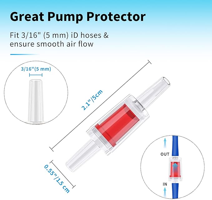 Premium 50FT 3/16inch Blue Air Hose for Aquarium with Connector,Check Valve, Control Valve Accessories (Blue, 50 ft.)