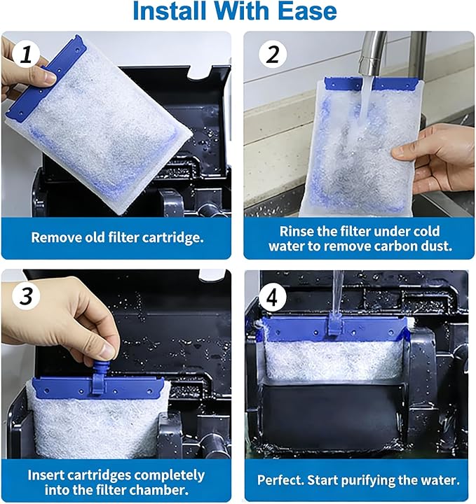 16-Pack Large Replacement Filter Cartridges, Compatible with Tetra Whisper Bio-Bag Filters, Fits for Whisper 20i/40i/IQ20/30/45/60 & PF20/30/40/60 Power Filters 200/350