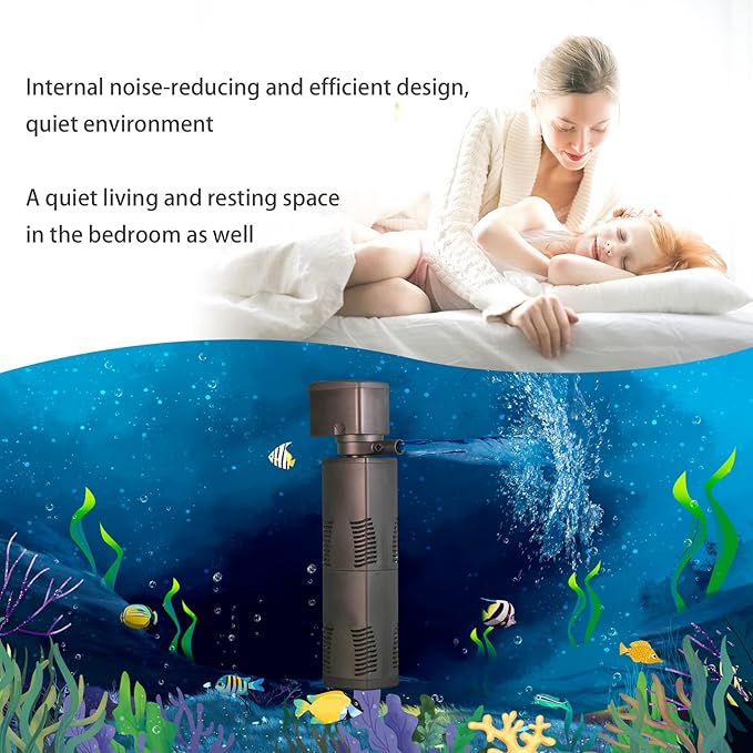 TEPU Fish Tank Filter for 100-200 Gallon, Small Pond Filter 420GPH, 4 in 1 Large Aquarium Filter and Powerful Water Pump, Fish Tank Pond Oxygen Supply and Wave Maker