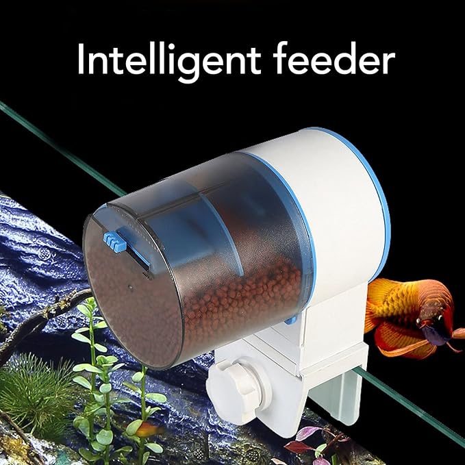 Automatic Fish Feeder for Aquarium, Battery Powered Auto Fish Food Dispenser Adjustable with Timing Function, Fish Accessories, Fresh and Dry