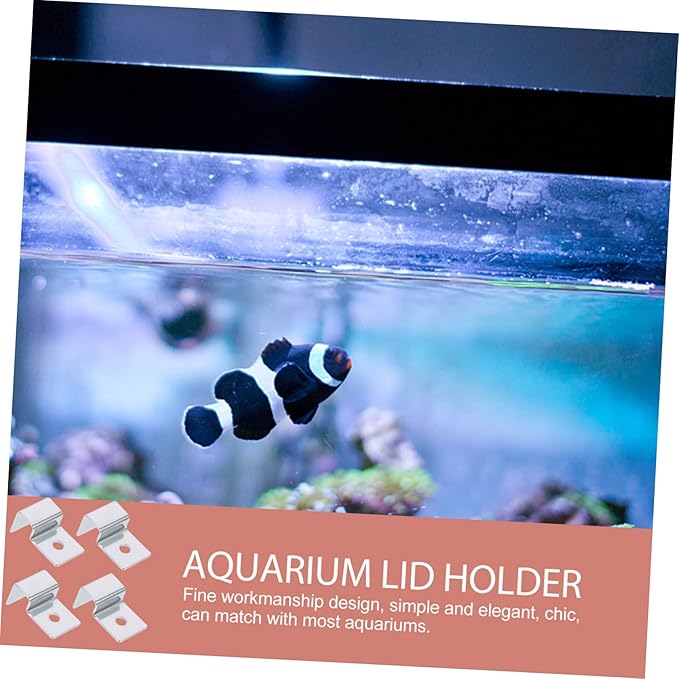 Kisangel 8pcs Sturdy Stainless Steel Aquarium Lid Holders Fish Tank Glass Cover Racks Non-Skid Clips for Secure Lid Support for Thick Glass for Fish and Aquatic Pets