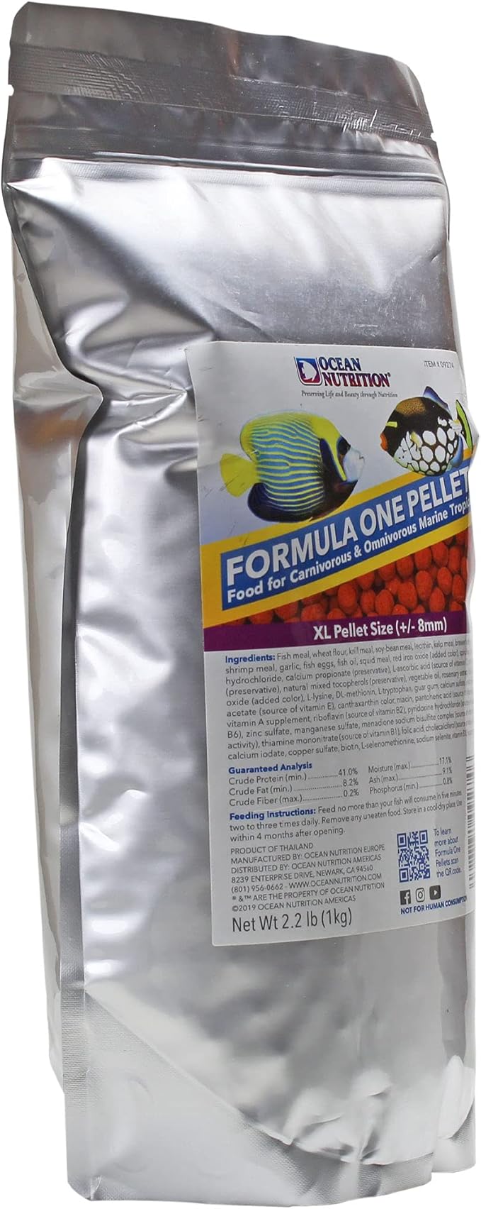 Ocean Nutrition Tropical Fish Food - Soft Moist Sinking Pellets, High Protein(41%) Guppy Food, Flakes Alternative, 1 kg XL Pellet