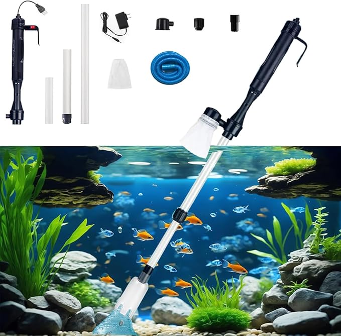 BSLVWG Fish Tank Cleaner Aquarium Gravel Cleaner Electric Fish Tank Cleaning Tools Adjustable Water Flow Aquarium Cleaner Kit Fish Tank Gravel Vacuum for Wash Sand