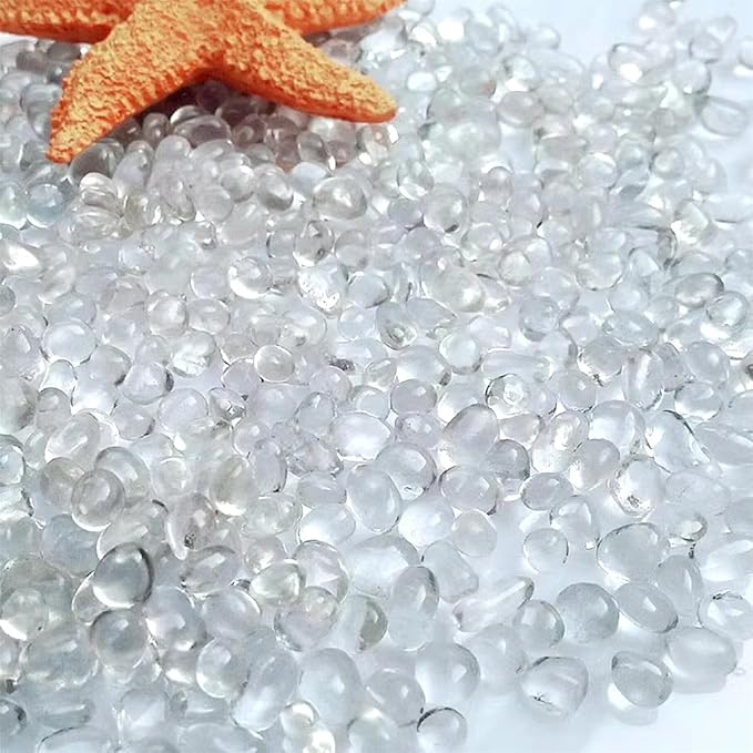 WAYBER Glass Stones, 1Lb/460g Irregular Sea Glass Dercorative Rocks Non-Toxic Artificial Crystal Pebbles for Aquarium Decoration/Vase Filler/Table Scatter/Handcraft/Jewelry Making/Gems Display, Clear