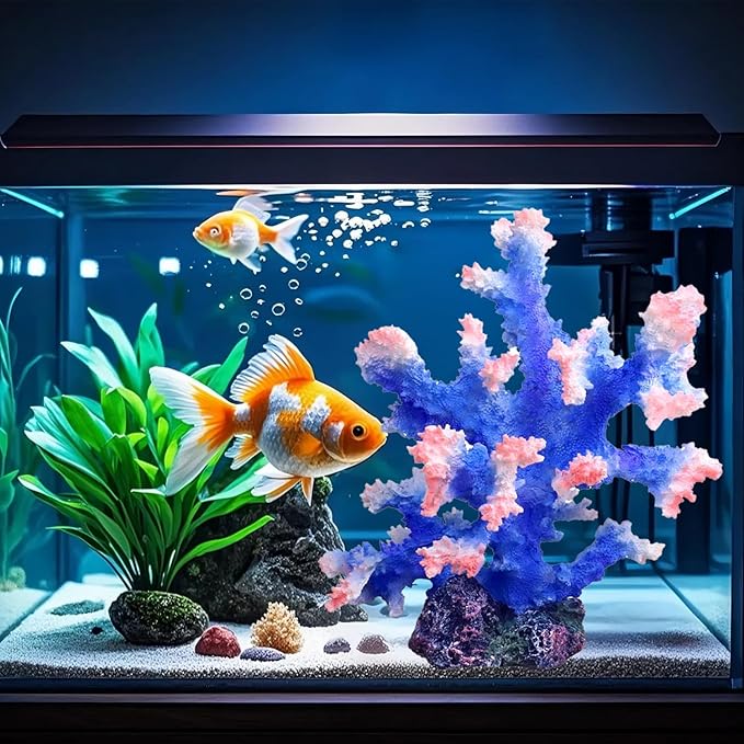 Premium Coral Reef Ornament - Lifelike Artificial Coral Decor for Saltwater & Freshwater Aquariums | Hand-Painted Blue, Aquarium-Safe Polyresin (5.7"×5.1"×6.3")