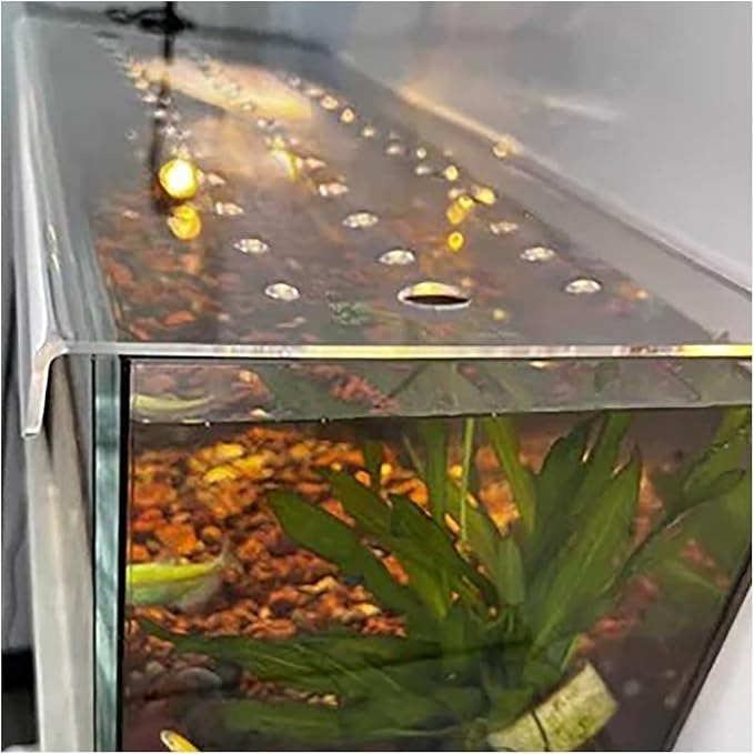 Acrylic Aquarium Anti-Jumping Lid Cover with Feeding Ventilation Hole, Clear Custom Fish Tank Top Cover Acrylic Grid Panel, for Aquarium Home