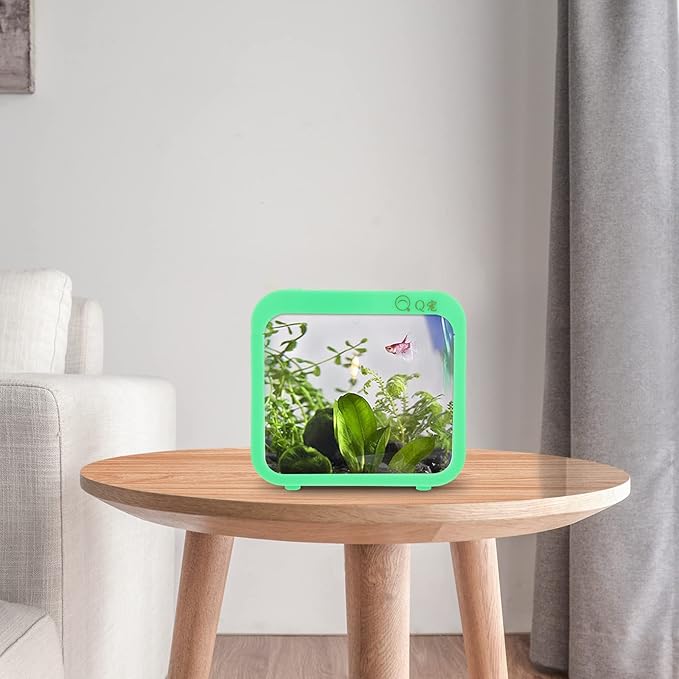 POPETPOP Betta Fish Tank with Detachable Design and Led Light Creative Small Aquarium for Fish Shrimp and Turtles for Home Decor and Breeding