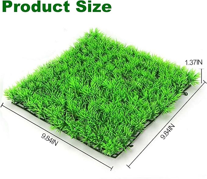 kathson 6 PCS Aquarium Grass Mat Decorations,Artificial Plastic Plant Lawn for Fish Tank Plants Landscape Ornament,Fish Tank Decor Green Carpet with Suction Cups for Freshwater & Saltwater