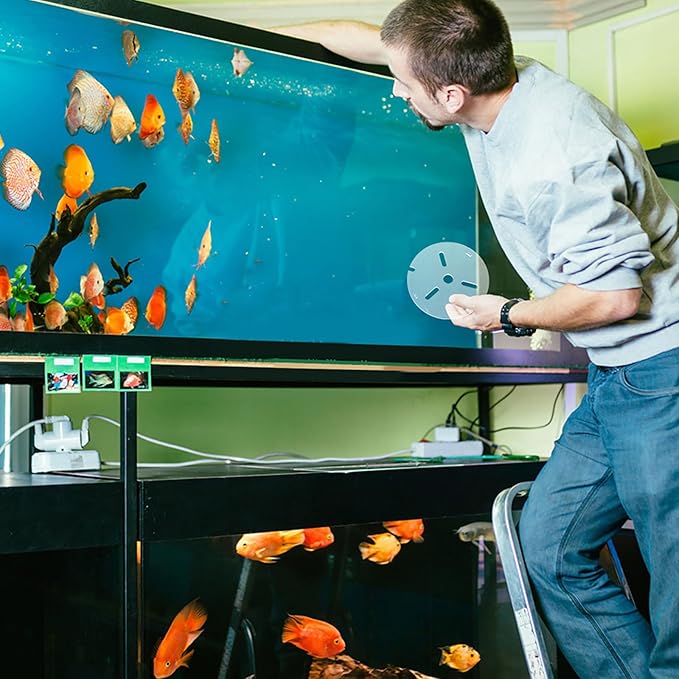 Acrylic Aquarium Lid: Anti-Jumping Fish Tank Cover with Hole - Frameless Tank Top Protector from Cat - Reptiles Feeding Terrarium Cover, 20cm/8in Dia.