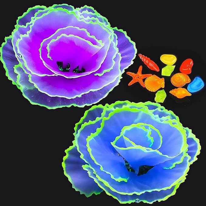 Besimple Aquarium Coral Ornament Glowing Effect Coral Decor Resin Fish Tank Plants Decoration for Aquarium Tank Landscape(Purple)