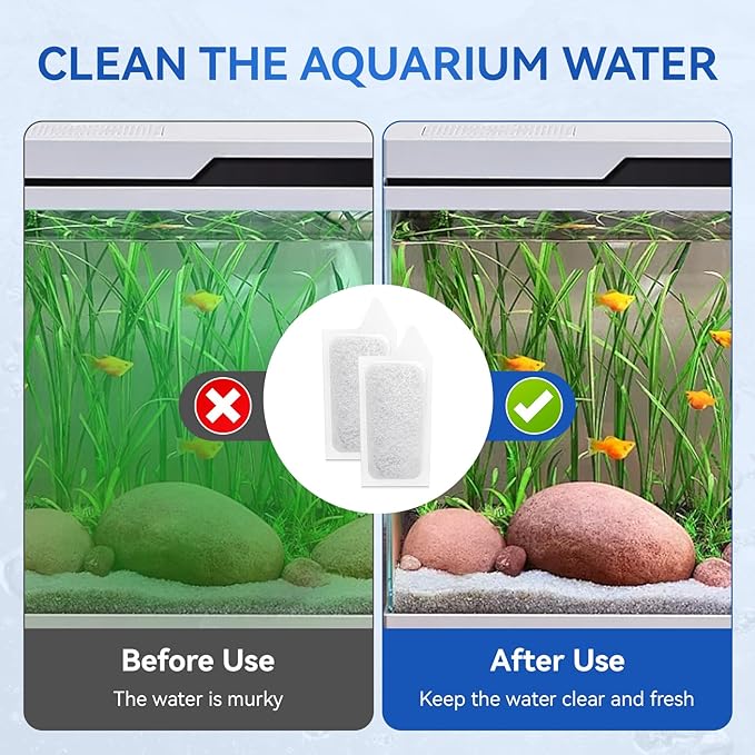 Small Filter Cartridges Compatible with Koller Products Aquarium Internal Power Filters 2.5 to 7 Gallon, Small Fish Tank Replacement Filter Carbon Cartridges for Clean Aquarium Water, 6 Pack