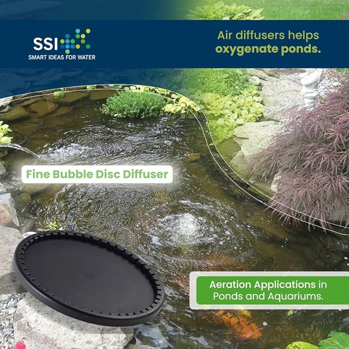 ECD350-E | 12” EPDM Fine Bubble Disc Diffuser | Aerators for Ponds, Lakes and Aquarium or Water Treatment | 3/4 MNPT nipple | SSI Aeration Original (1)
