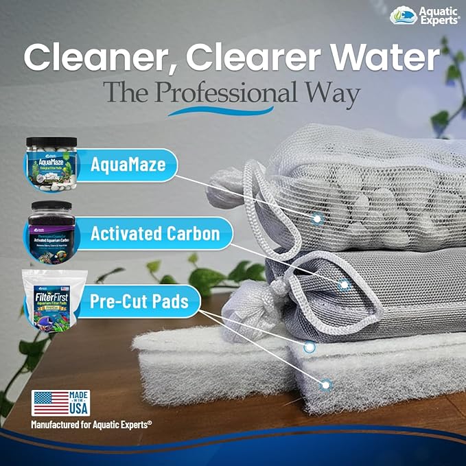 Aquatic Experts FilterFirst + Polishing Pad Combo – Precut Aquarium Filter Floss & Water Polishing Media for Ultra Clear Water – 6 Pack Combo (6 FilterFirst + 6 Polishing Pads), Tidal 110 Compatible