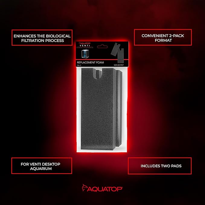 Aquatop Replacement Foam for All Venti Desktop Aquariums – Improves Water Clarity and Filtration Efficiency, VDA-02-RCF