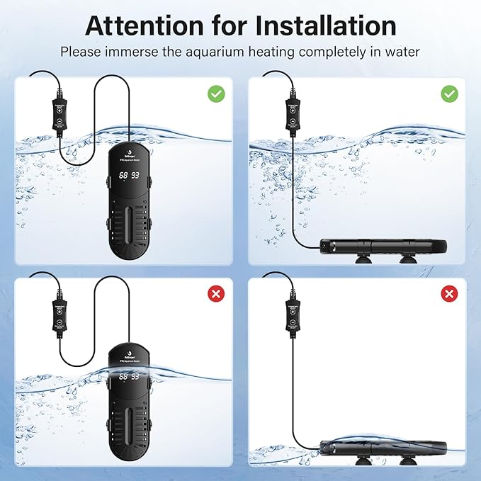 fishkeeper Aquarium Heater, 500W Submersible Fish Tank Heater with Induction Heating (IH) Systems and Temperature Controller for Freshwater Saltwater, LED Display, Explosion (No Glass) for 90-130 Gal