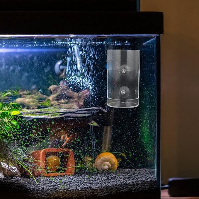 Toyvian Acrylic Aquarium Fish Tank Feeder Automatic Feeding Device for Shrimp and Betta, Small Round Fish Food Holder for Precise Feeding in Aquatic Pets