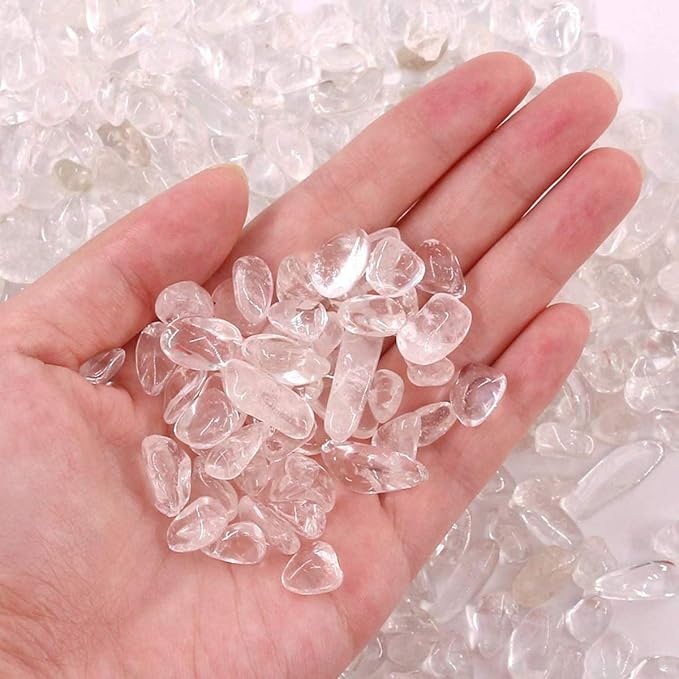 WAYBER 2 Lbs/920g Natural White Clear Quartz Crystal Stones Irregular Aquarium Pebble Decorative Rocks Gravels Sands for Turtle Tank//Terrarium/Flowerpot/Vase Decoration (Fill 2 Cups)