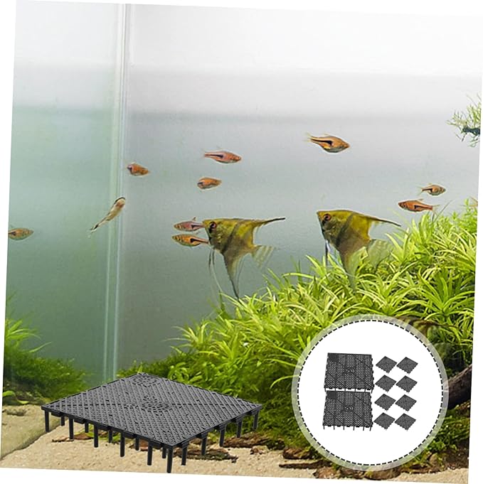 Hemobllo Aquarium Bottom Grid Fish Tank Board Divides Tray Aquarium Divider Bottom PVC Splicing Black Bottom Board