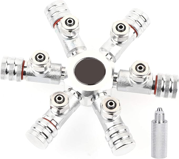 KIMISS Multi Ways Distributor Aquarium Regulator CO2 Splitter Valve Fish Multi Ways Distributor (6 Passes)
