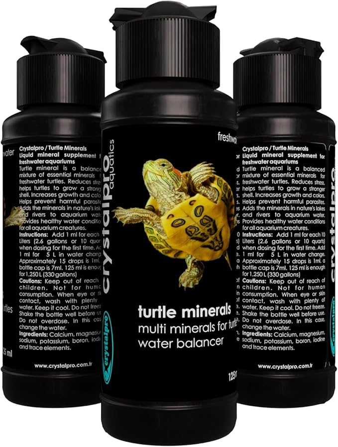 Crystalpro Turtle Minerals 4.22 Oz - Helps Grow a Better Shell and Improves General Health - Mineral Additive for Turtles- Aquarium Salt for Freshwater Tanks - Calcium for Turtle