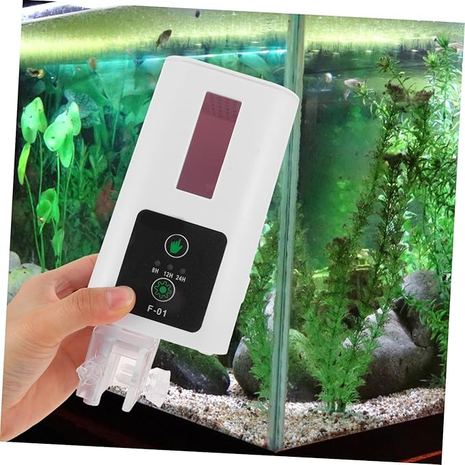 POPETPOP Automatic Aquarium Fish Feeder with Timer, Battery-Powered Turtle Feeding Machine, Aquarium Accessory for Fish Tank and Pond, Precise Food Dispenser for Vacation and Daily Use