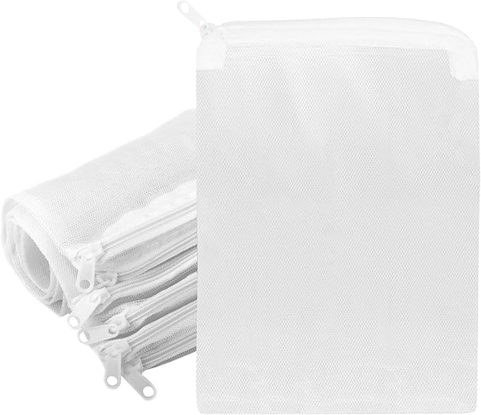 Segarty Aquarium Media Bags, 10PCS 7.7x5.9in Nylon Mesh Aquarium Filter, Media Bags with Plastic Zipper, Fish Tank Net Bags for Pellet Carbon, Bio Balls, Ceramic Rings, Ammonia Remover, White
