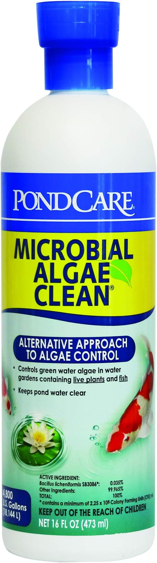 API PONDCARE MICROBIAL ALGAE CLEAN Biological Inhibitor of Green Water, Alternative approach to algae control, 16-Ounce Bottle
