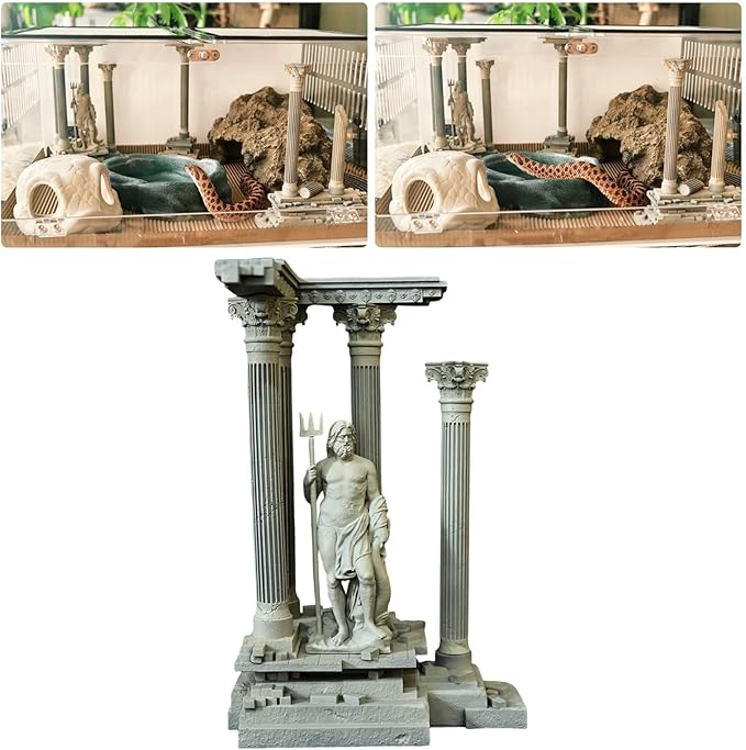 Baoblaze Roman Column Decoration Realistic Resin Aquarium Decor Fish Tank Accessories Landscape Decoration Roman Pillar Decor 18.5cm, Set C