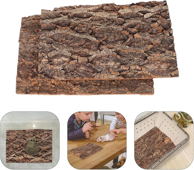 Zerodeko 2PCS Terrarium Cork Bark Background Board, Reptile Tank Tree Backdrop Wall Decor Habitat Climbing Mat Decoration for, Lizard, Turtle, Gecko, Bearded Dragon, Frog
