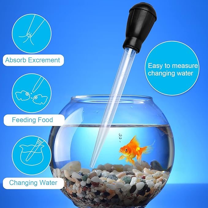 WEAVERBIRD Manual Fish Tank Water Changer Aquarium Dropper, 30ml Aquarium Clean Pipette Dropper, Fish Tank Cleaning Waste Remover, Aquarium Gravel Cleaning Straw, Black