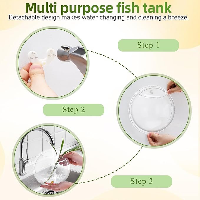 iplusmile Wall Mounted Planter 6.7 Inch, Clear Acrylic Hanging Bubble Vase for Plant Propagation Air Plants, Shatterproof Round Terrarium Bowl for Home Office Decor