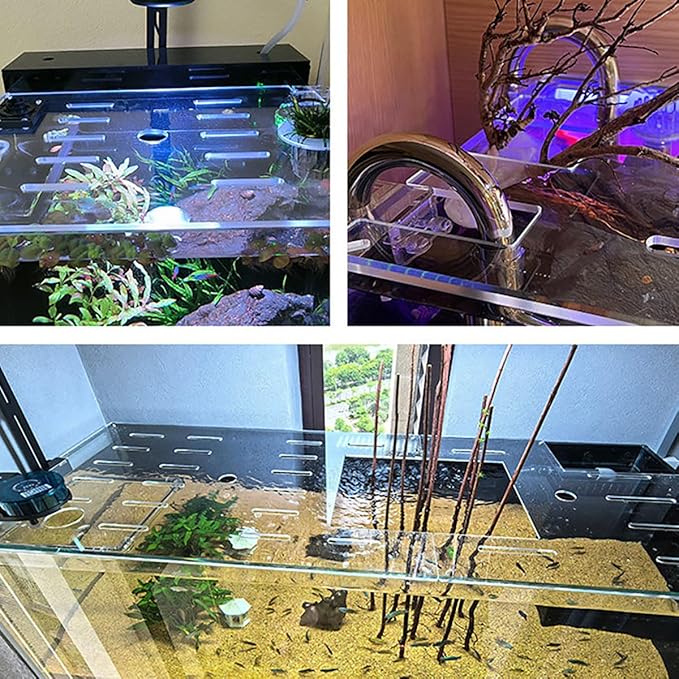 Fish Tank Lid, Cat Proof Aquarium Lid, Jumping Proof Hood with Fresh Air Hole, Cuttable Clear Acrylic Aquarium Cover, Customizable