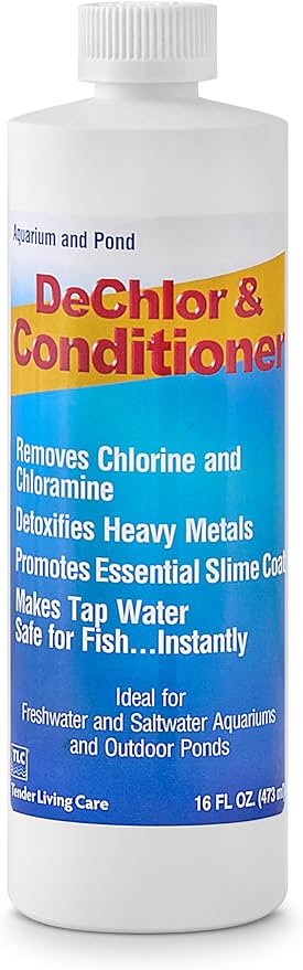 TLC Products, DeChlor & Conditioner, Aquarium Water Treatment, for Freshwater and Saltwater, 16 fl oz