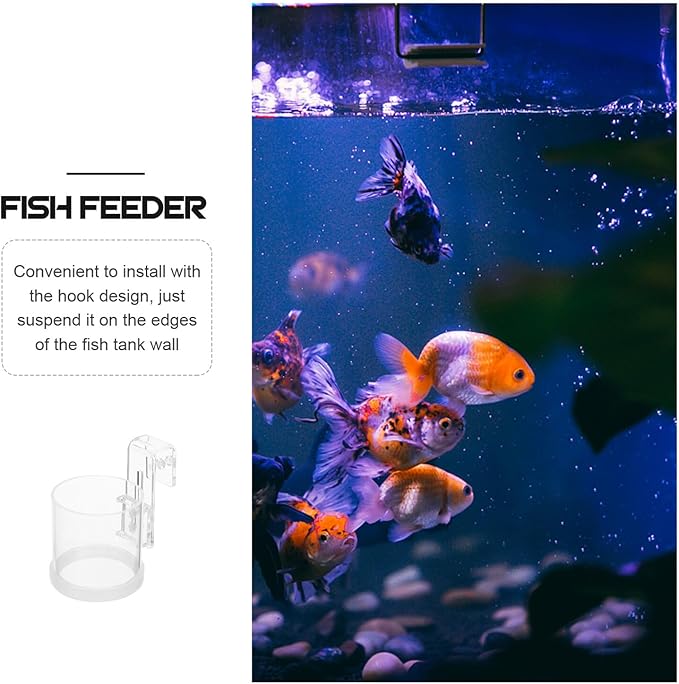 SHINEOFI Aquarium Fish Feeder Ring Fish Tank Feeding Circle Acrylic Feeder with Large Hook for Automatic Feeding Suitable for Freshwater