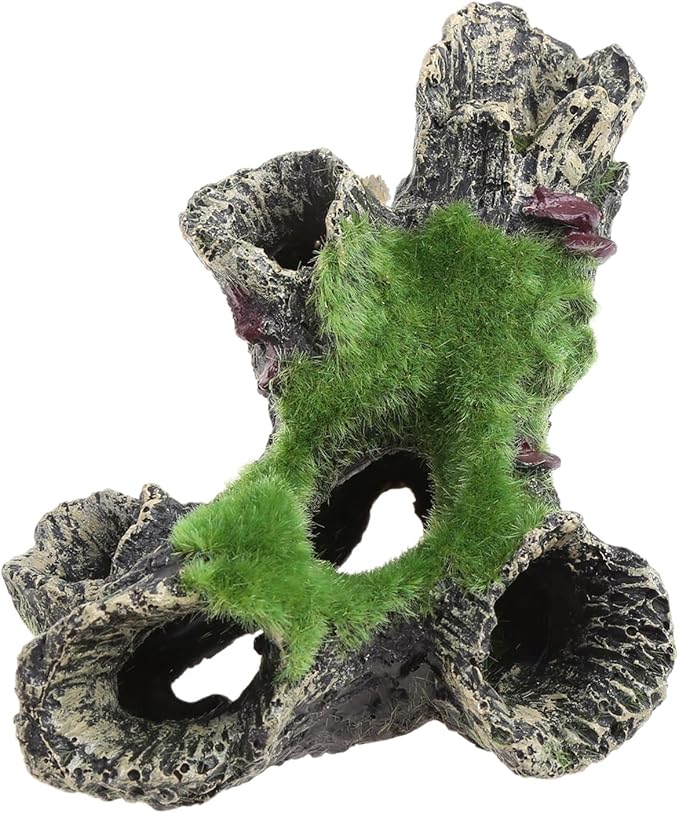 for Tank Ornament Aquarium Decoration Resin Tree House Green Moss Betta Accessories Fish 6.4x4.3 Inches Heater Light Thermometers Gravel Sand Decorations Filter Filter Light